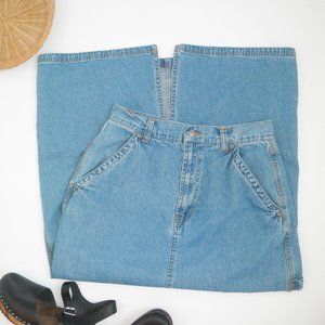 Vintage 90's Faded Glory Long Carpenter Denim Skirt 1990s Grunge Jean Skirt 11